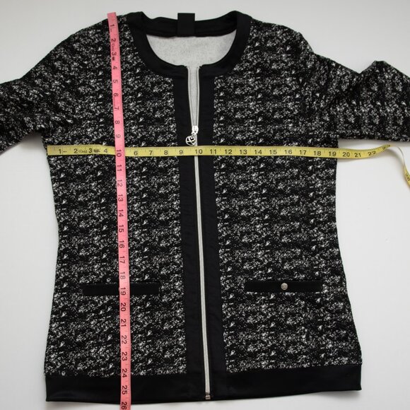 Daily Sports Jill Jacket Zip Front Golf Textured Jersey Black White Size Medium - Picture 6 of 6